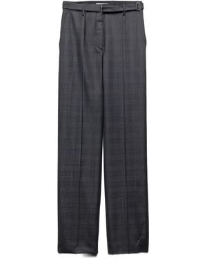 Prada Pantalones plisados con cinturón - Gris