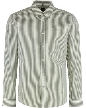 BOSS Slim-Fit Striped Oxford Shirt - Green
