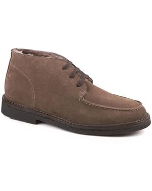 dirndl + bua Shearling-Lined Moc-Toe Boots - Brown
