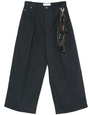 Song For The Mute Charm-Detail Pleated Trousers - Grey