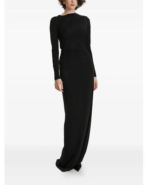 2310 STUDIO Long-Sleeves Ruched Maxi Dress - Black