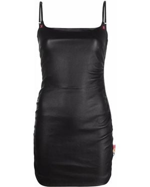 Off-White c/o Virgil Abloh Side Zip Detail Stretch Leather Mini Dress - Black