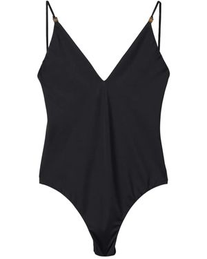 Miu Miu Logo-Plaque Swimsuit - Black