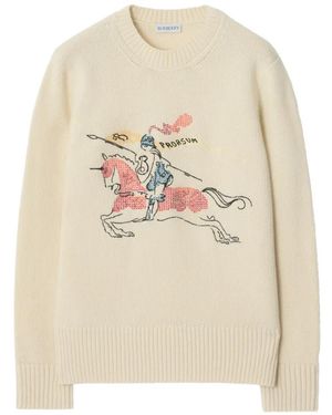 Burberry Pullover Mit Ritteremblem - Weiß