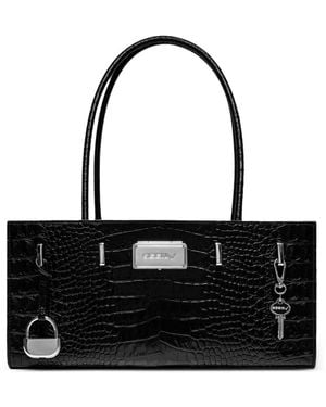 SEEN USERS Aura Croc-Effect Shoulder Bag - Black
