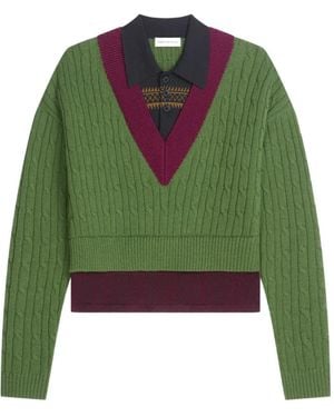Dries Van Noten Layered Wool Sweater - Green
