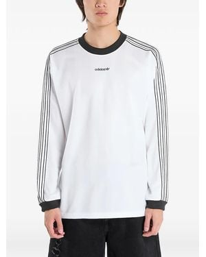 adidas Long-Sleeve Stripe-Detail T-Shirt - White