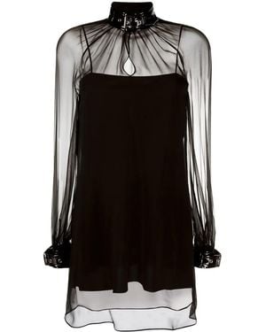 Moschino Buckle-Collar Chiffon Blouse - Black