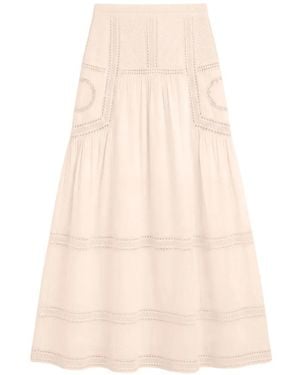 Ulla Johnson Alice Eyelet-Embroidered Tiered Midi Skirt - Natural