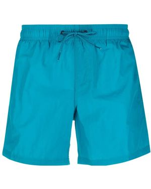 Sundek Logo-Patch Striped Swim Shorts - Blue