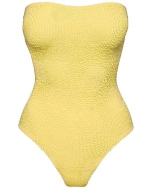 SOFIA ERHAN Kaya Crinkle-Effect Strapless Swimsuit - Yellow