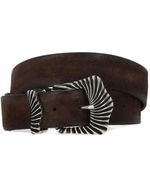 Orciani Sculptural-Buckle Leather Belt - Black