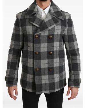 Dolce & Gabbana Check-Pattern Double-Breasted Jacket - Black