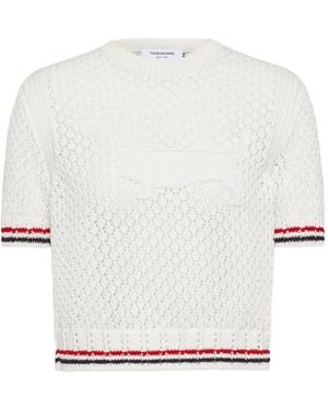 Thom Browne Hector T-Shirt With Openwork Design - White