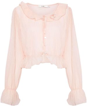 B+ AB Semi-Sheer Crop Blouse - Pink