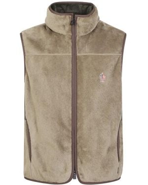 Moncler Logo-Embroidered Fleece Gilet - Grey
