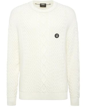 Billionaire Pullover Mit Zopfmuster - Weiß