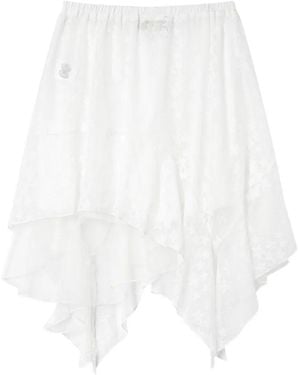 Mini Cream Star-Print Handkerchief-Hem Skirt - White
