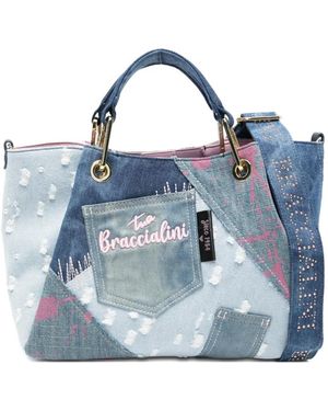 Braccialini Amy Jeans Tote Bag Im Patchwork-Look - Blau