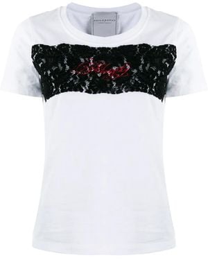 Philosophy Di Lorenzo Serafini Logo Embroidered Lace T-Shirt - Black