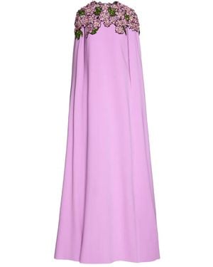 Oscar de la Renta Robe-Cape À Sequins Brodés - Violet