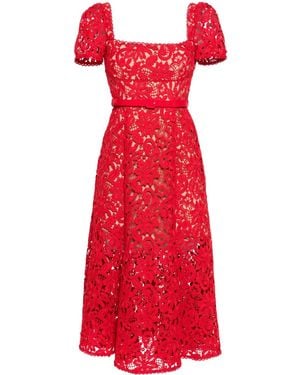Self-Portrait Lace Midi Dress - Rot