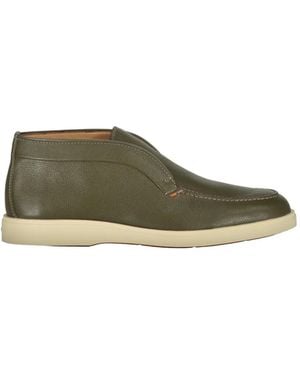 Santoni Leather Ankle Boots - Green