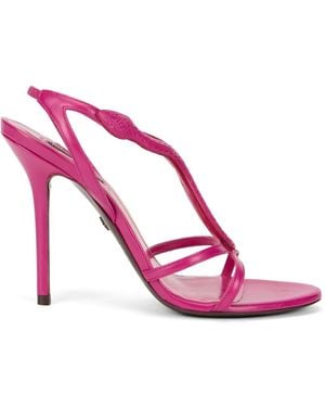 Roberto Cavalli Snake-Detail Leather Sandals - Pink