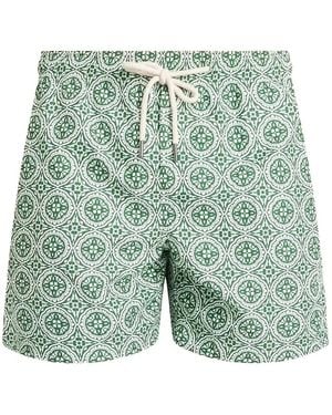 Peninsula Montecristo Geometric-Print Swim Trunks - Green