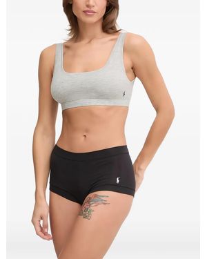 Polo Ralph Lauren Logo-Embroidered Scoop-Neck Bra - Black