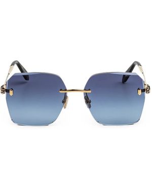 BVLGARI Lunettes De Soleil Serpenti À Monture Géométrique - Bleu
