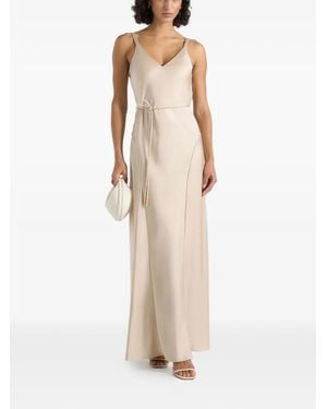 Manière De Voir Saffron Satin Belted Maxi Dress - Natural