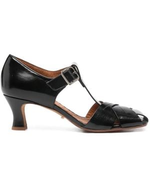 Chie Mihara Sempai Woven T-Strap Court Shoes - Black