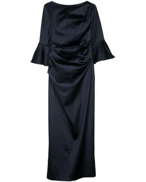 Talbot Runhof Gathered Duchess-Satin Gown - Blue