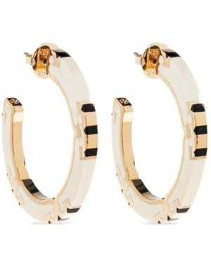 Tory Burch ロゴプレート フープピアス - ホワイト