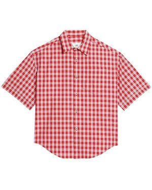 Ami Paris Checked Short-Sleeve Shirt - Red