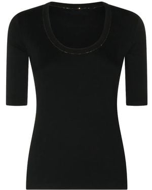 Fabiana Filippi Elbow-Sleeve T-Shirt - Black