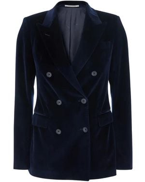 Tagliatore Parigi Double-Breasted Velvet Blazer - Blue
