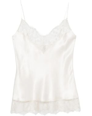 Carine Gilson Lace-Trim Silk Camisole - White