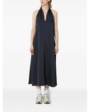 Samsøe & Samsøe V-Neck Halter-Neck Midi Dress - Blue