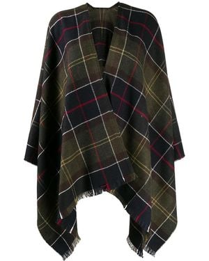 Barbour Poncho With Tartan Pattern - Black