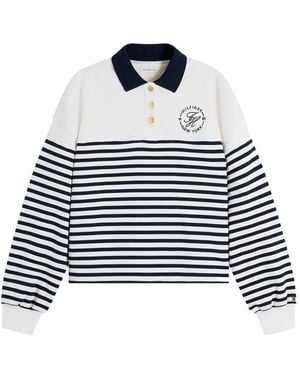 Tommy Hilfiger Striped Long-Sleeve Polo Shirt - White