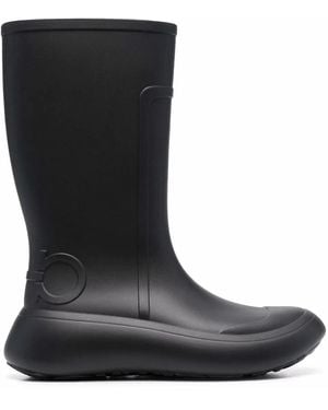 Ferragamo Gancini-Debossed Rain Boots - Black