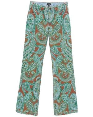 Etro ペイズリー ストレートジーンズ - グリーン