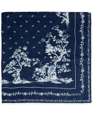 Erdem フローラル スカーフ - ブルー