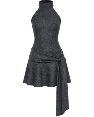 FARAH SEIF Ellipse Halter-Neck Mini Dress - Black