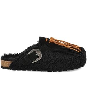 Taji バックル フリンジ ミュール - ブラック