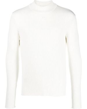 Courreges Ribbed-Knit Logo-Patch Jumper - White