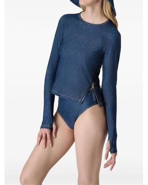 Watskin Sasha T-Shirt Mit Denim-Print - Blau