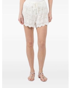 Natalie Martin Eyelet-Embroidered Shorts - White